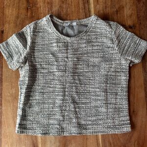 Zara Black and White Textured Crop Top